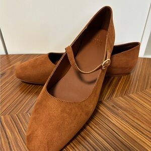 GAP Tan Suede Mary Jane Flats